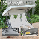 Dondolo da Giardino 3 Posti 172x110x156 cm con Tettuccio Regolabile e Cuscini in Acciaio e Poliestere Grigio Chiaro      