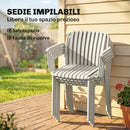 Set di 4 Sedie da Giardino Impilabili 58x57,5x79,5 cm con Braccioli Design a Doghe in Plastica Grigio      