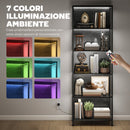 Libreria Scaffale in Stile Industriale 60x30x179 cm a 5 Ripiani con Illuminazione LED, in Metallo e Legno Nero      