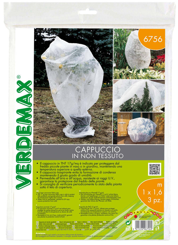 prezzo Set 3 Teli Protezione Piante dal Freddo in TNT 17 g/mq Traspirante Rama Cappuccio Bianchi