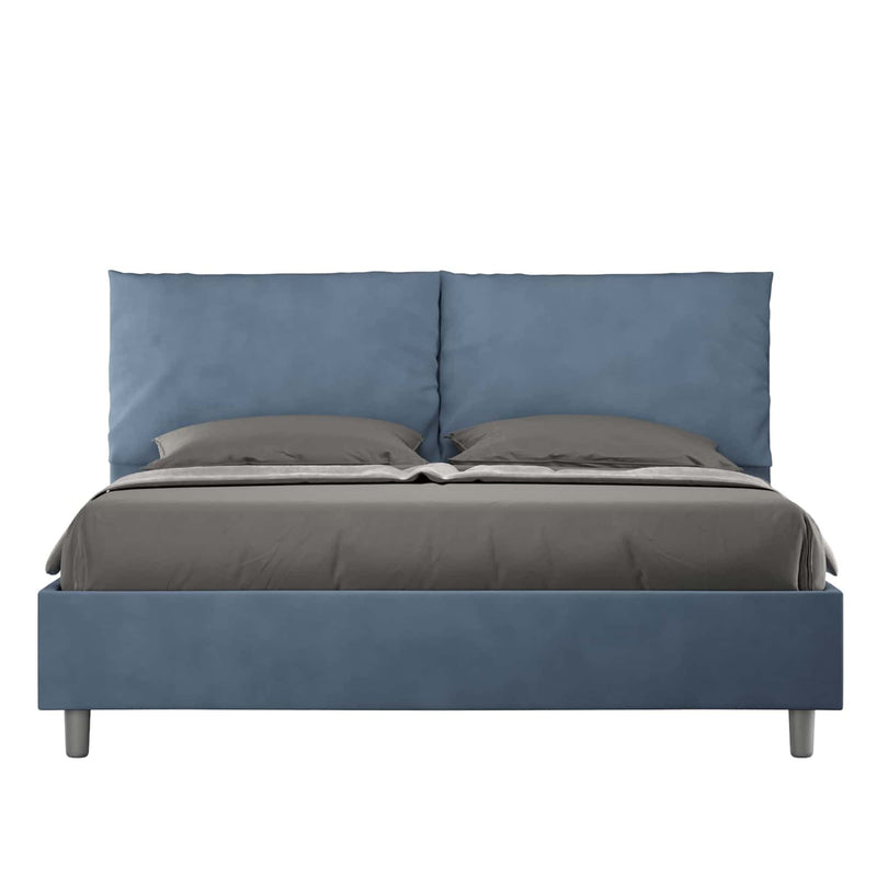 Letto Matrimoniale con Alzata Comoda Imbottito in Microfibra Antea Blu Varie Misure