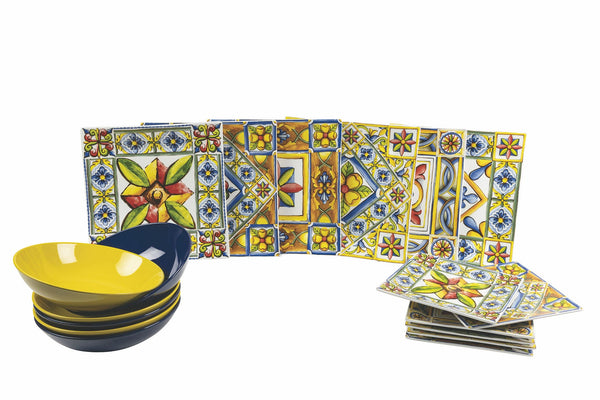 Servizio Piatti 18 Pezzi in Porcellana e Gres Multicolor Villa d'Este Home Tivoli Costiera prezzo