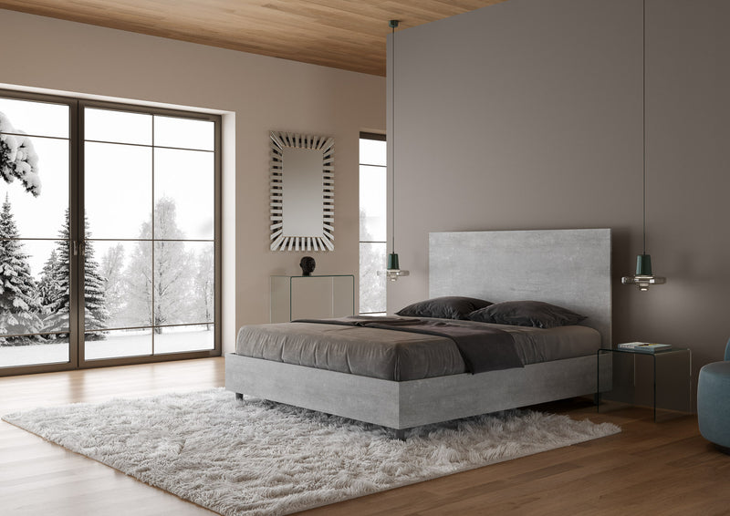 Letto Matrimoniale con Alzata Comoda Testata Dritta New Egos Cemento Varie Misure