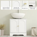 Mobile Sotto Lavabo Bagno 60x30x65 cm a 2 Ante con Ripiano Regolabile su 3 Livelli in Legno Bianco      