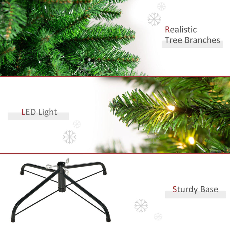 Albero di Natale Artificiale 225 cm 1146 Rami 450 Luci LED Bianche Verde