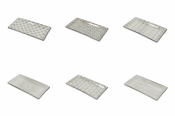 sconto Set 6 Vassoi Rettangolari in Gres VdE Tivoli 1996 Grey Confusion