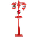 Lampione Natale con Luce LED Scena Natalizia Neve Motorizzata Musica 188 cm Rosso