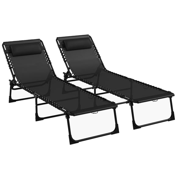 Set 2 Lettini Prendisole 189x58x30 cm con Schienale Reclinabile in Acciaio Nero acquista