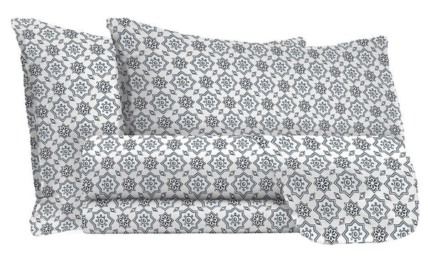 Set Lenzuola Matrimoniale con Stampa Sopra Sotto e Federe in Cotone Athena Dora Fumo prezzo