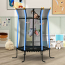 Trampolino Tappeto Elastico per Bambini con Ingresso a Cerniera e Pali Imbottiti Ø163.5x190 cm in Acciaio, PP e EPE Azzurro 
