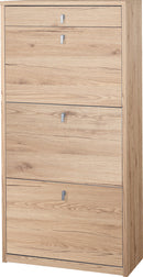 Scarpiera 3 Ante 1 Cassetto 63x127x29 cm Rovere Naturale