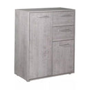 Armadietto Multiuso 3 Ante 2 Cassetti 87,6x35,3x72 cm in Truciolare Nobilitato Cemento