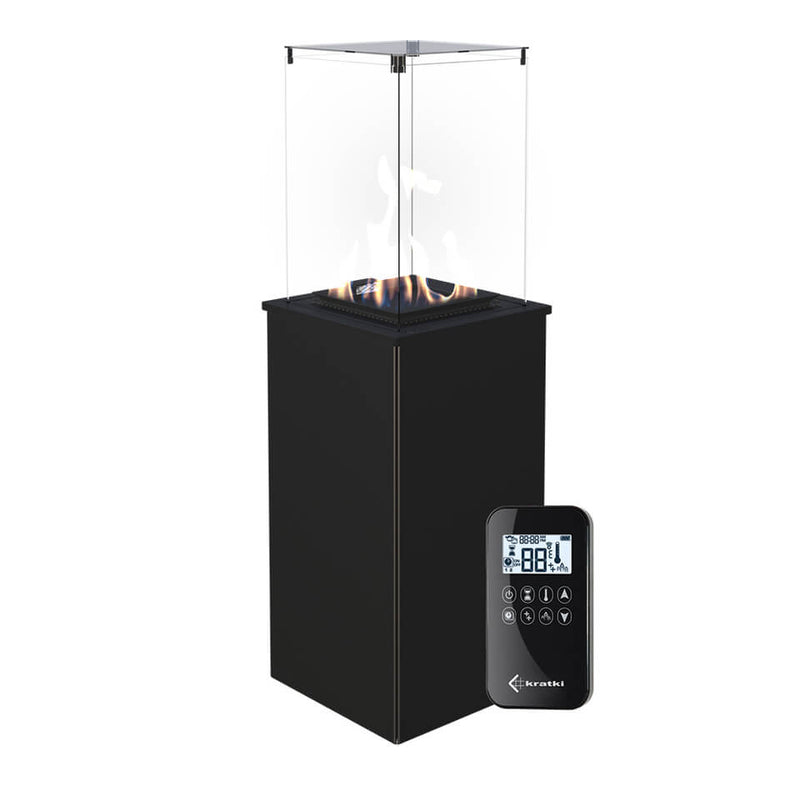 Stufa a Gas da Esterno 127,6x38,3x38,3cm Flig Gastonia Mini Nero Satinato con Telecomando