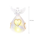 Set 2 Angeli Cuore con Led H12,5 cm in Vetro Oro