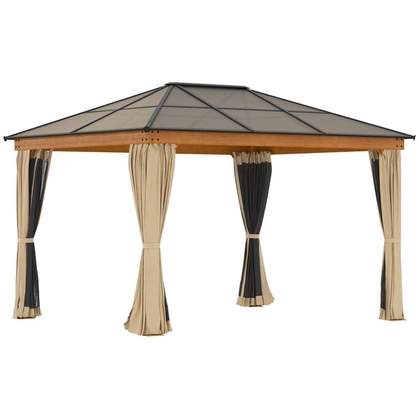 Gazebo da Giardino 2,94x3,60x2,67m con Tetto in Policarbonato e Zanzariere in Acciaio Cachi online