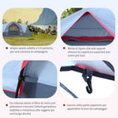 Tenda da Campeggio per 6 Persone 4,55x2,3x1,8m con Pali in Fibra di Vetro Grigia