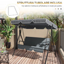 Tettuccio di Ricambio per Dondolo 192x144 cm in Poliestere Grigio Scuro