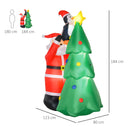 Babbo Natale Gonfiabile H184 cm con Albero e Pinguino