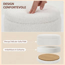 Pouf Contenitore Rotondo 33 L Ø36,5x46,5 cm con Coperchio Capacità 120 kg in Tessuto Sherpa Bianco      