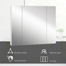 Specchio Bagno Contenitore 90x15x75 cm con Luce LED Dimmerabile a 3 Colori Ante Soft Close Ripiani Regolabili e Interruttore Touch in MDF e Vetro Bianco      