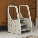 Scaletta per Bambini  3 Gradini in HDPE 43x42x65,5 cm Grigio e Bianco Crema  