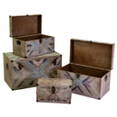 Set 4 Bauli Rettangolari in MDF e Legno di Abete