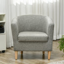 Poltrona Moderna a Pozzetto 74x63x73 cm in Tessuto Effetto Lino Grigio  