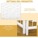 Paravento a 3 Ante Pieghevole 120x170 cm Autoportante per Interni Intrecciato in Corda di Carta e Legno Massello Bianco      