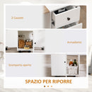 Tavolo Salvaspazio Pieghevole a Ribalta con 2 Cassetti e Armadietto 120x60x76,5 cm in Legno Bianco e Rovere      