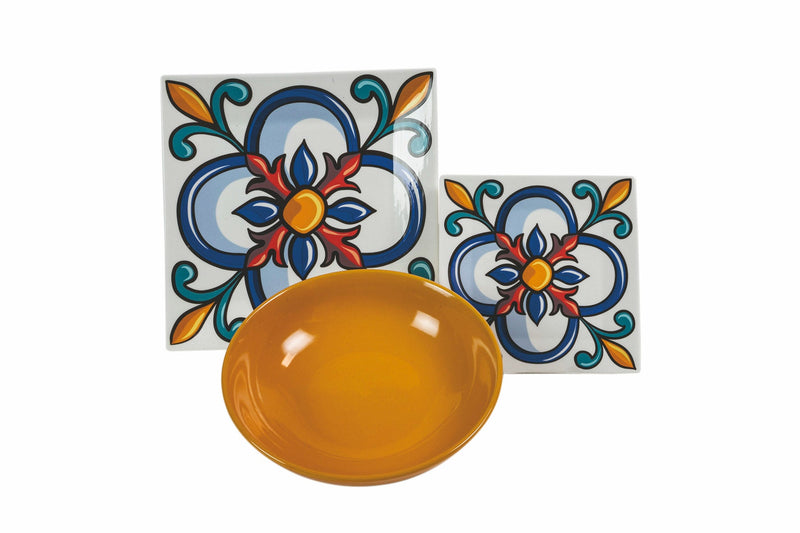 Servizio Piatti 18 Pezzi in Porcellana e Gres Multicolor Villa d'Este Home Tivoli Barrio