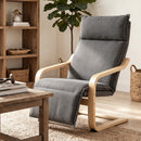 Poltrona Salotto 67x90x105 cm con Poggiapiedi e Schienale Alto in Lino Grigio Scuro      