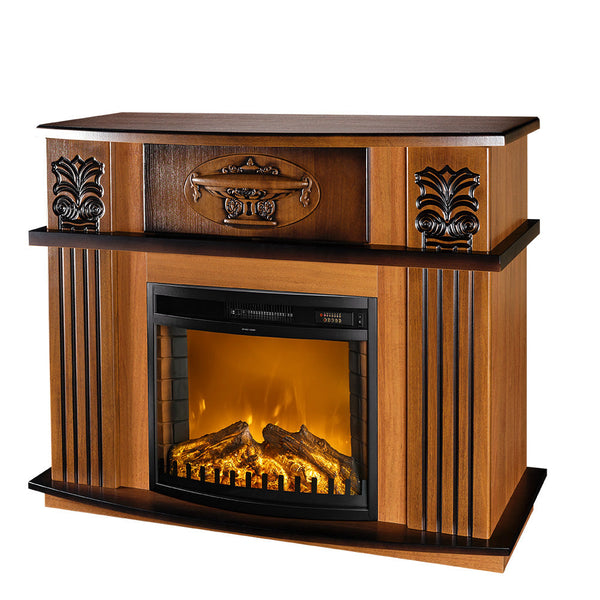 sconto Camino Elettrico da Pavimento 96,3x120x31,8 cm Effetto Fiamma 1500W Roma mini & Zakinthos Noce