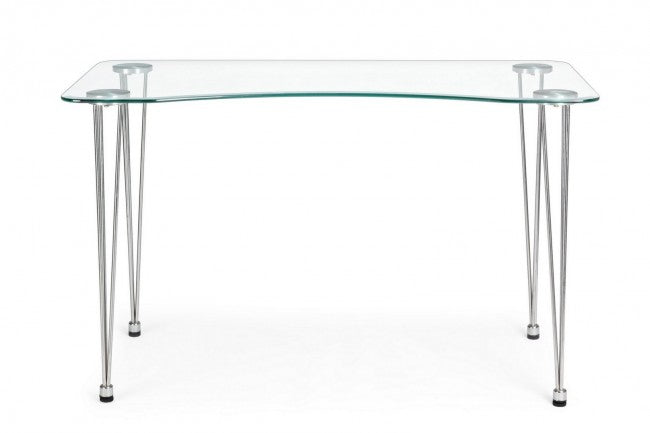 Scrivania Rondò 120x60 in Vetro Bianca