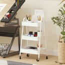 Carrello da Cucina Multiuso a 3 Livelli 42,4x29,8x74,5H cm con Ruote e Freno Bianco   