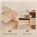 Set di 2 Comodini Sospesi 35x32x22,5 cm con Cassetto e Mensola Aperta in Legno Rovere      