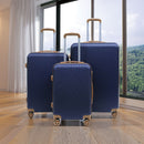 Set 3 Valigie Rigide con Ruote Easy Roll Trolley Bagaglio da Viaggio Blu e Marrone      