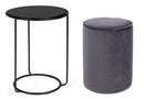 Set 2 Tavolino-Pouf Annika Grigio Scuro in Tessuto effetto Velluto