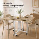 Tavolo Pieghevole Multiuso 120x80x75 cm con 4 Ruote con Freno in MDF Quercia      