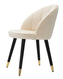 Sedia Loty Crema 57x58x80 cm in Legno e Velluto Crema, Oro e Nero