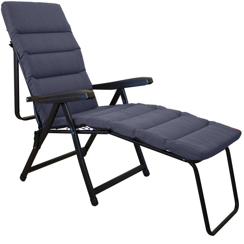 Mojawo Sedia A Sdraio Da Giardino XXL Pieghevole In Alluminio Con Cuscino - Antracite 200x70cm - 3