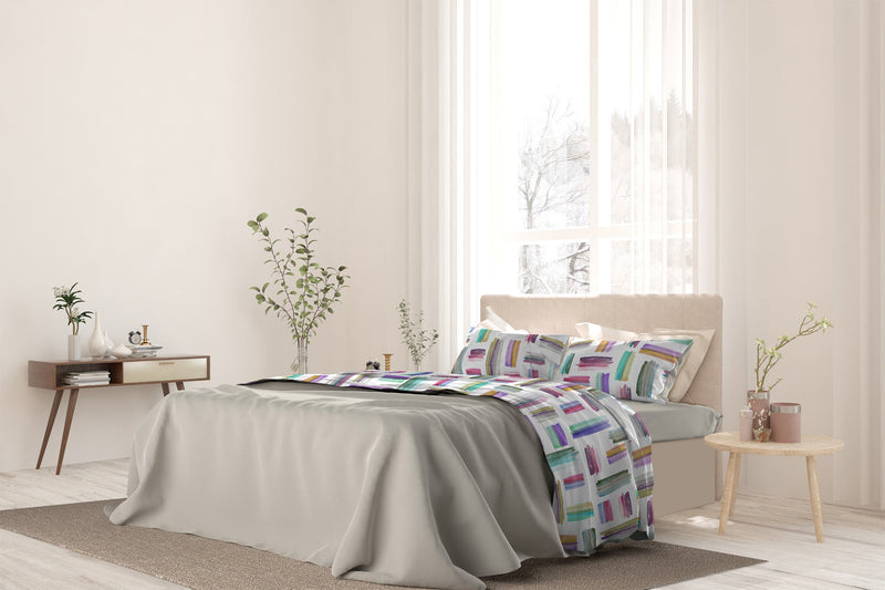 Set Lenzuola con Stampa Sopra Sotto e Federe Multicolor