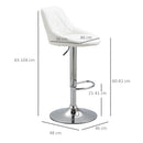 Set 2 Sgabelli da Bar 51,5x48x83-104 cm in Similpelle Bianchi