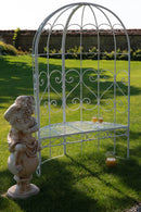 Panchina da Giardino in Ferro con Cupola 118,5x57H186cm Viareggio Bianco