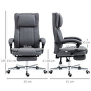 Sedia da Ufficio Presidenziale 65x61x105-113 cm con Poggiapiedi in Tessuto Traspirante Effetto Lino Grigio