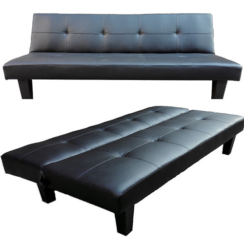 Divano Letto 3 Posti Reclinabile Divanoletto Prontletto in Similpelle Nero acquista