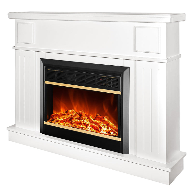 Camino Elettrico da Pavimento 95x120x30 cm Effetto Fiamma 1500W Olimpia & Mars Wenge