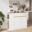 Credenza Cucina 105x30x81,5 cm con 2 Ante Ripiano Regolabile 2 Cassetti e 3 Scomparti Aperti in Truciolato e MDF Bianco      