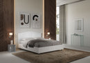 Letto Matrimoniale con Rete e Contenitore Alzata Comoda Struttura Bianco Frassico e Testata in Similpelle Grace Bianco Varie Misure