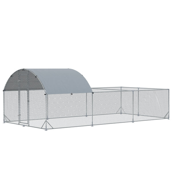 Pollaio Gabbia per Galline da Esterno 570x280 cm in Acciaio Grigio Argento acquista