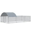 Pollaio Gabbia per Galline da Esterno 570x280 cm in Acciaio Grigio Argento